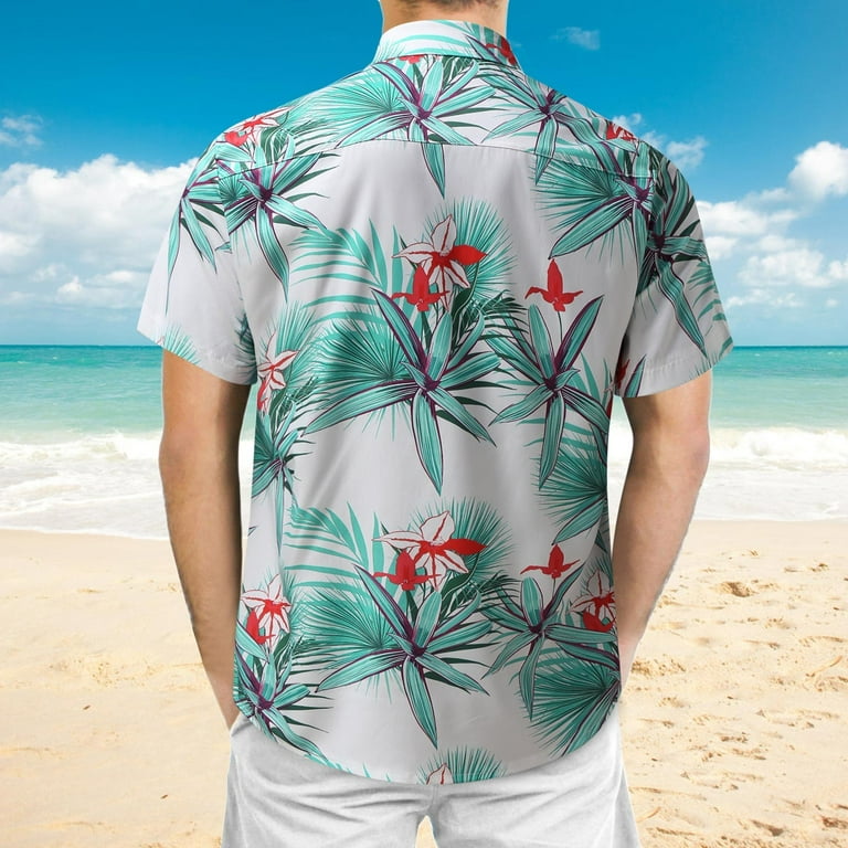 Mens Hawaiian Shirts Tropical Holiday Beach Shirts Mens Polo