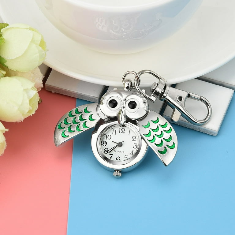 MIARHB Fashion Gorgeous Owl Watch Clip Pocket Keychain watch for women