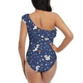 thumbnail image 6 of Yiaed Squirrel Flower Print Women One Piece Swimsuits Tummy Control One Shoulder Bathing Suits Pattern Ruffle Swimwear-XX-Large, 6 of 8