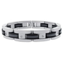 Metro Jewelry 0.10 Carat Diamond Black Ion Plated Stainless Steel Bracelet