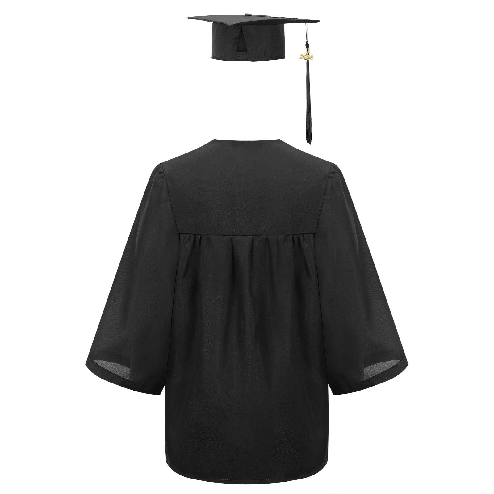 black graduation ceremony dress Kids Gown and Cap Kindergarten Preschool Graduation Gown Cap Set with Tassel Students Graduation Suit Uniforms for Toddler Children knee length black graduation dress