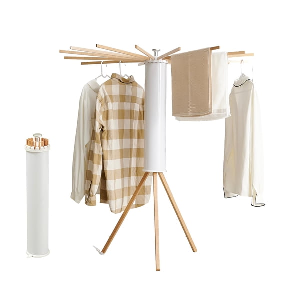 Trípode Plegable para Secar Ropa – Portátil y Ahorra Espacio, Estante de Secado de Madera para Lavandería, Recámara o Hogar