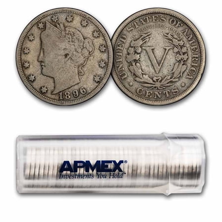 1896 Liberty Head V Nickels 40-Coin Roll Avg Circ