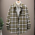 thumbnail image 2 of DDAPJ pyju 2023 Clearance Men's Plaid Flannel Shirts,Open Front Long Sleeve Button Down Shirt Jacket Regular Fit Lapel Collar Business Shirts with Chest Pocket, 2 of 5