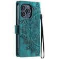 thumbnail image 4 of Flip Case for iPhone 16 Pro, Totem Embossed Flowers Premium PU Leather Wallet Folio Cover with Card Holder Kickstand Compatible with iPhone 16 Pro - Green, 4 of 14
