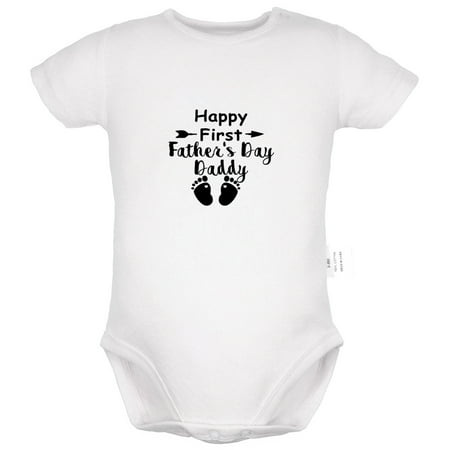 

Happy First Father s Day Daddy Funny Rompers For Babies Newborn Baby Unisex Bodysuits Infant Jumpsuits Toddler 0-24 Months Kids One-Piece Oufits (White 12-18 Months)