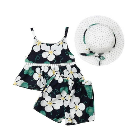 

Infant Baby Girls Clothes Summer Sleeveless T-Shirt+Short Pants Kids Outfits