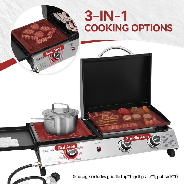 Royal Gourmet PD1305H 3-Burner Gas Griddle with Side Burner photo 4