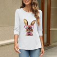 thumbnail image 3 of Happy Easter Day Shirt for Women Casual Easter Eggs Printed Tops Tunics Bunny Rabbit Print 3/4 Sleeve T-Shirt Blouse, 3 of 5