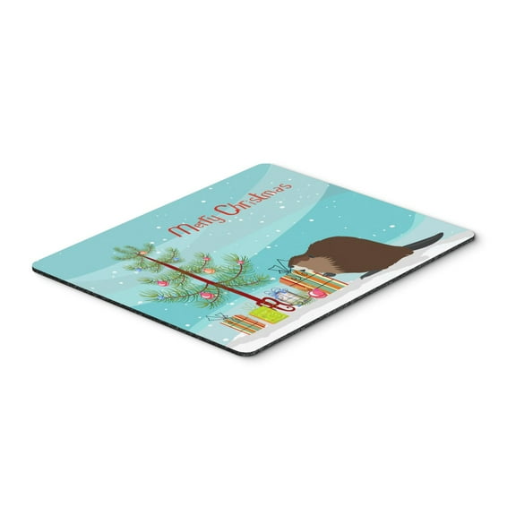 Carolines Treasures BB9240MP Eurasian Beaver Christmas Mouse Pad Hot Pad or Trivet Teal Large multicolor