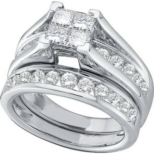 AA Jewels - Size 7 - 14k White Gold Princess Cut Diamond Bridal Wedding ...