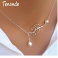 thumbnail image 2 of Tenande Venta caliente Color plata Hoja grande Perla simulada Gotas de agua Collares amp; Colgantes para mujer Accesorios de joyería Collier Tan Jianjun unisex, 2 of 2
