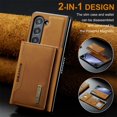 thumbnail image 5 of SaniMore Case for Samsung Galaxy Z Fold 5 7.6" 2023, Retro PU Leather Case Soft TPU Inner Detachable Magnetic Folding Card Pocket Flip Kickstand Anti-drop Shockproof Protectiive Cover, Brown, 5 of 11