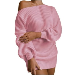 Robe Pull en Tricot pour Femmes Mode Décontractée Épaules Dénudées