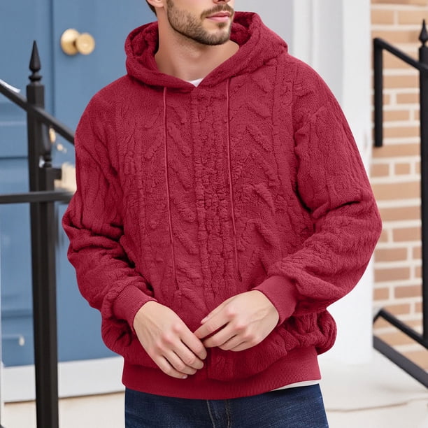 pstuiky Camisas casuales de manga larga para hombre, Sudadera con capucha de manga larga informal cálida de color sólido para hombre Tops casuales para hombres xxxxl