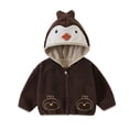 thumbnail image 3 of HAOTAGS Boys Girls Zip Up Fleece Jacket(1-7), Fall Winter Hooded Outerwear Jacket with Pockets Coffee 7-8Years, 3 of 6