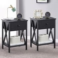 thumbnail image 5 of Set of 2 Nightstand Bedroom Bedside Table Multi Colorful Wood End Tables Drawer,Black, 5 of 17