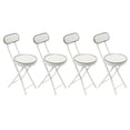 thumbnail image 6 of 4pcs Portable Upholstered Counter Stool Set, Folding Bar Stool Chairs for Kitchen and Dining, Compact and Space-Saving Seating, White, 6 of 16