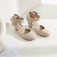 thumbnail image 2 of SACFOF Women's Mary Jane Heels with Bow Retro Closed Round Toe Pumps Sweet Ankle Strap Low Block Heels Chic Bowtie Vintage Dress Wedding Party Office Daily Shoes, 2 of 5