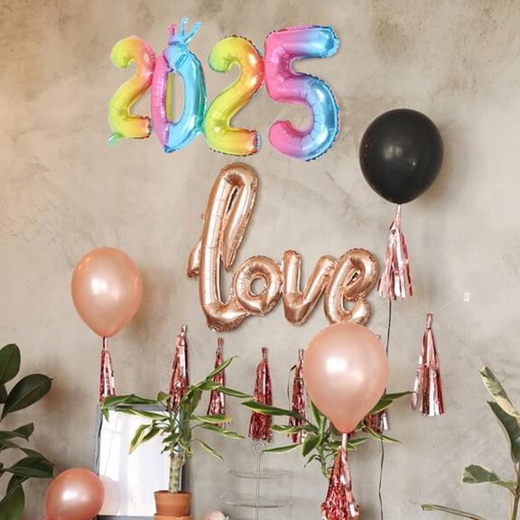 LOLIPPYY Large Multi-Color Aluminum Foil Balloons for 2025 New Year Party Decorations Metallic Balloon Set