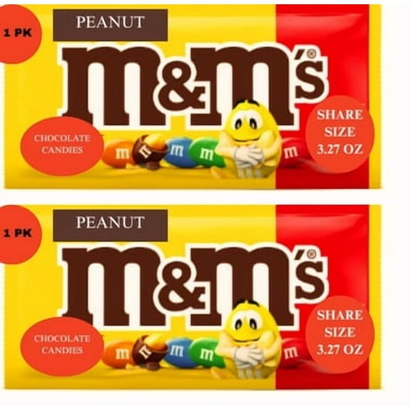 M&M’S Peanut Chocolate Candy 2-Pack – 3.27 oz Each, Total 6.54 oz