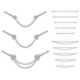 thumbnail image 5 of QQTDFG 16Pcs/Set 20g Surgical Steel Nose Stud with Nose Chain 2-3mm CZ Nostril Piercing-Nose Screw Shape, 5 of 8