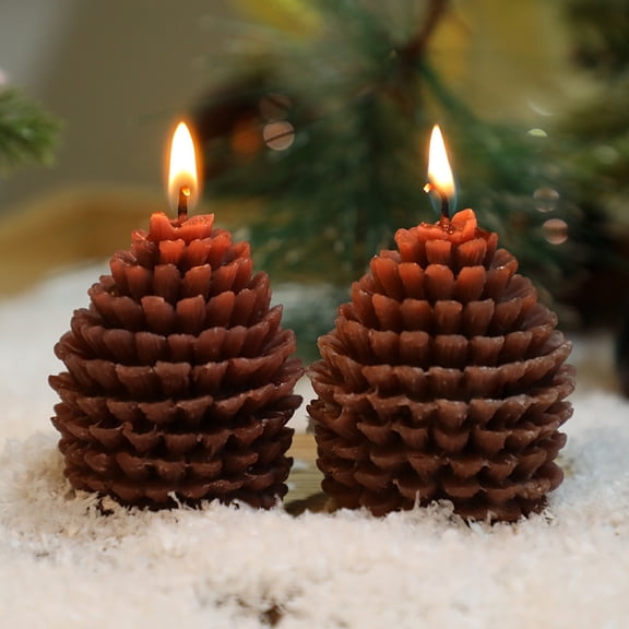 Fmxomd Christmas Scented Candles Gift Wax Pine Cone Shaped Candle for Home Cute Aromatherapy Candles for Party Holiday New Year Decoration(2 Pcs)