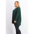 thumbnail image 3 of STYLE & COMPANY Womens Green Stretch Ribbed Slitted Seam-front Long Sleeve Boat Neck Tunic Sweater Plus 3X, 3 of 3