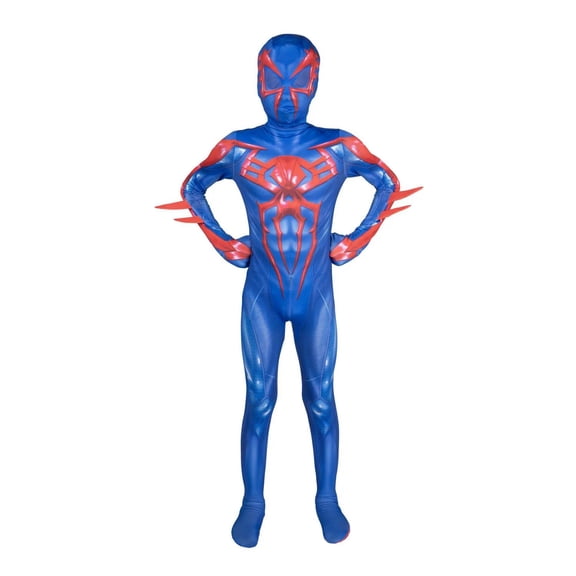 Jazwares Boys' Zentai Marvel Spider-Man Remastered Spider-Man 2099 Jumpsuit Costume - Size 4-7 - Blue