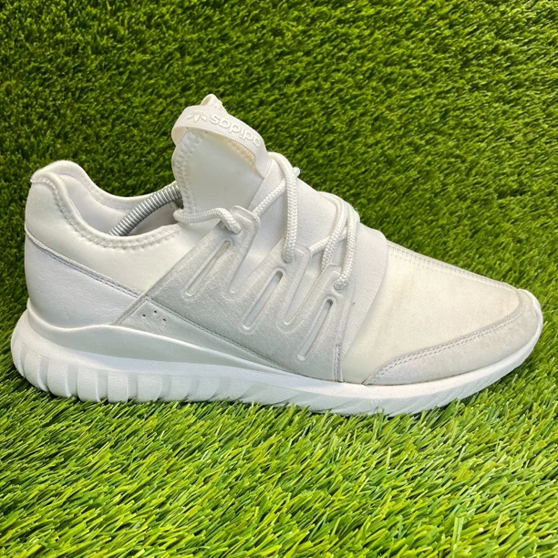 Adi-das Tubular Radial Mens Size 12 White Gray Athletic Running Shoes Sneakers