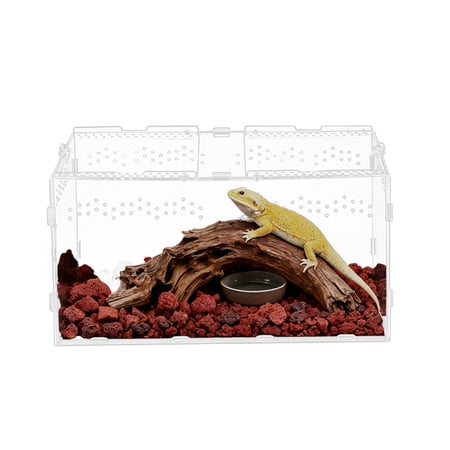 Reptile Breeding Tank 15.8*9.8*7.9 inch, Acrylic Enclosure with Magnetic Lock, for Lizards Hermit Crab,Iguana, Thickened Escape-Proof Design
