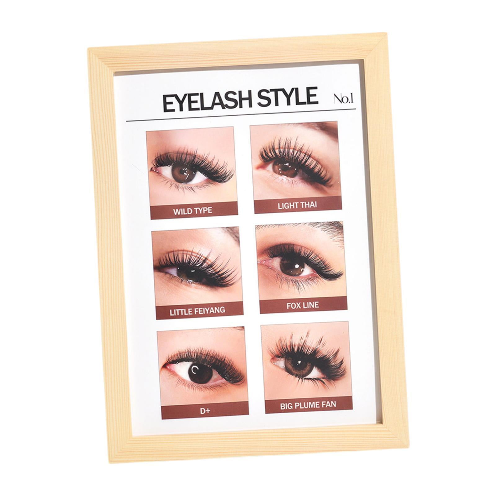 TOOYFUL Lashes Wall Art Eyelash Guide Wooden Frame Walls Decoration Eyelash Wall Decor for Lashes Studios Home Decor C