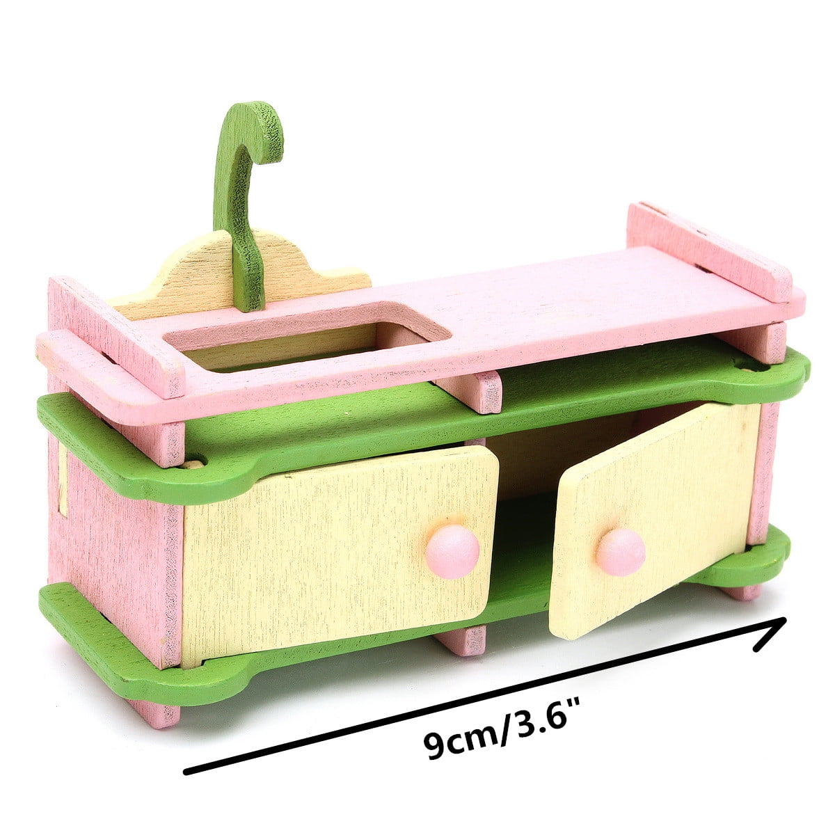 Wood Family Doll Dollhouse Furniture Set Pink Miniature Bathroom Kid Room New