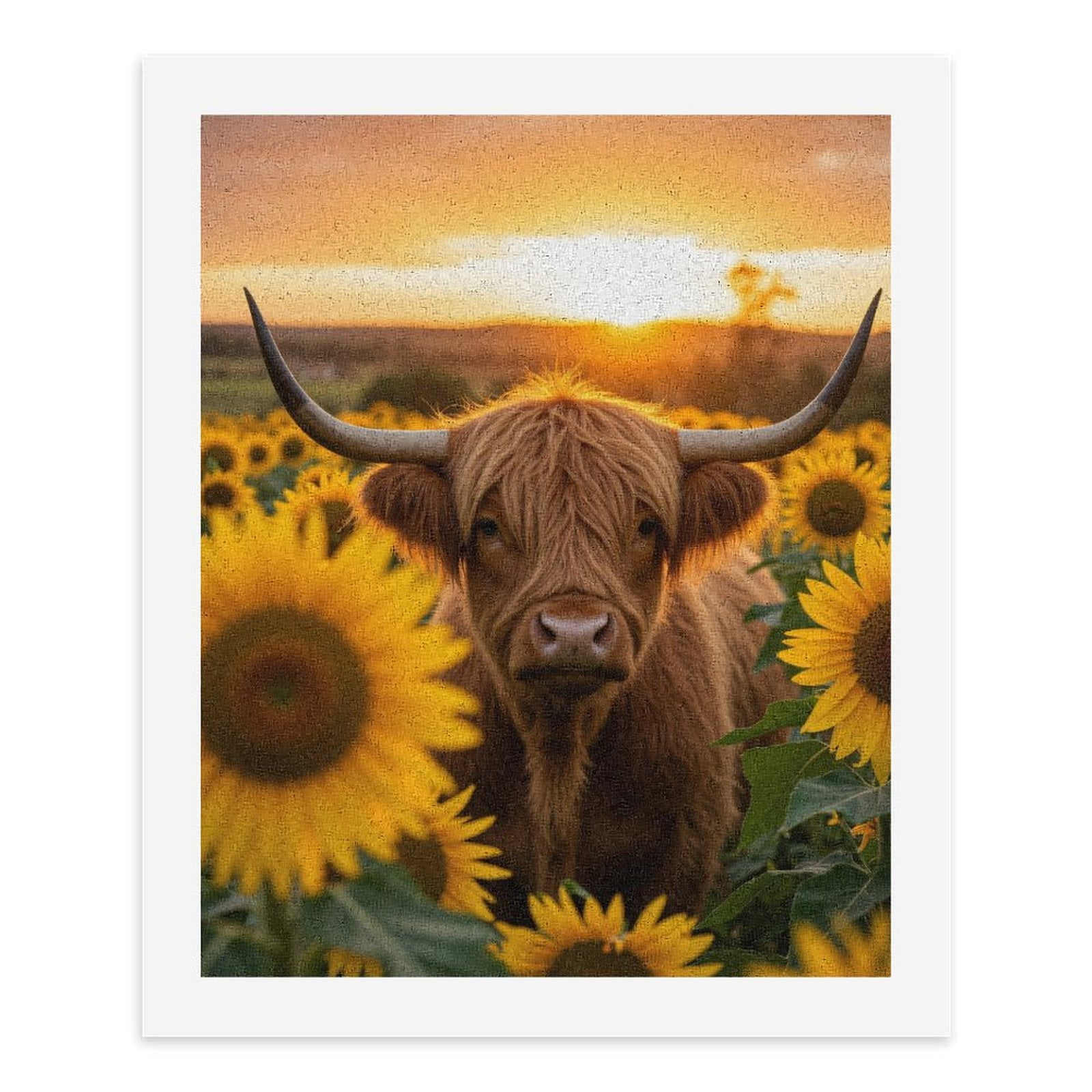 Paint by Numbers Kit for Adults, Sunset Field Cow Sunflowers Paint by Numbers, Easy Paint by Numbers Kit for Adults Beginner, DIY Adult Paint by Number Kits on Canvas, Home Decor