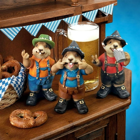 Design Toscano Oktoberfest Muskrats Bavarian Beer Buddy Trio Statues