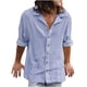 thumbnail image 2 of Blusa y camisa de manga larga con cuello vuelto para hombre, color liso, informal, con cuello vuelto, bolsillo, botones, camisa de manga larga, blusa para hombre, 2 of 9