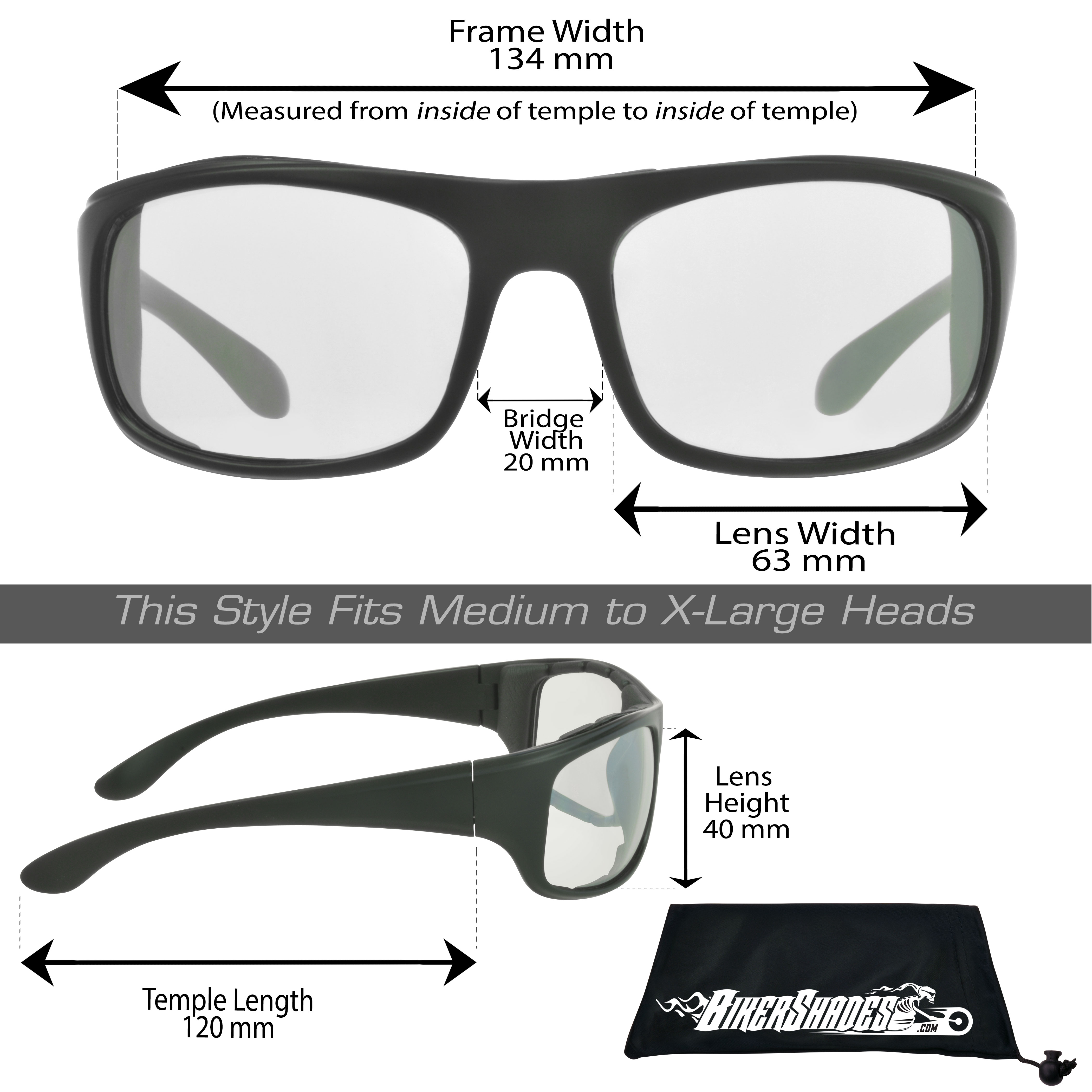 Bikershades Motorcycle Riding Safety Sunglass Foam Padded Large Fit Wind, Dust and Impact Resistant