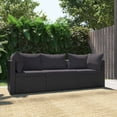 thumbnail image 1 of vidaXL 3 Piece Garden Sofa Set with Cushions Poly Rattan Black, 1 of 4