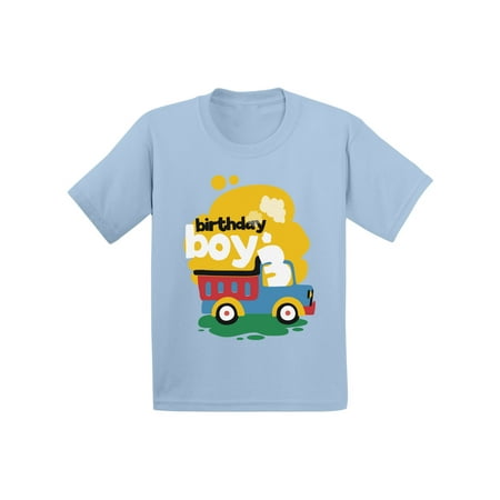 Awkward Styles Toy Truck Birthday Boy Toddler Shirt 3rd Birthday Shirt for Toddler Boys Truck Themed Birthday Party Third Birthday Gifts for 3 Year Old Boy Cute Birthday Outfit Birthday Boy Shirt