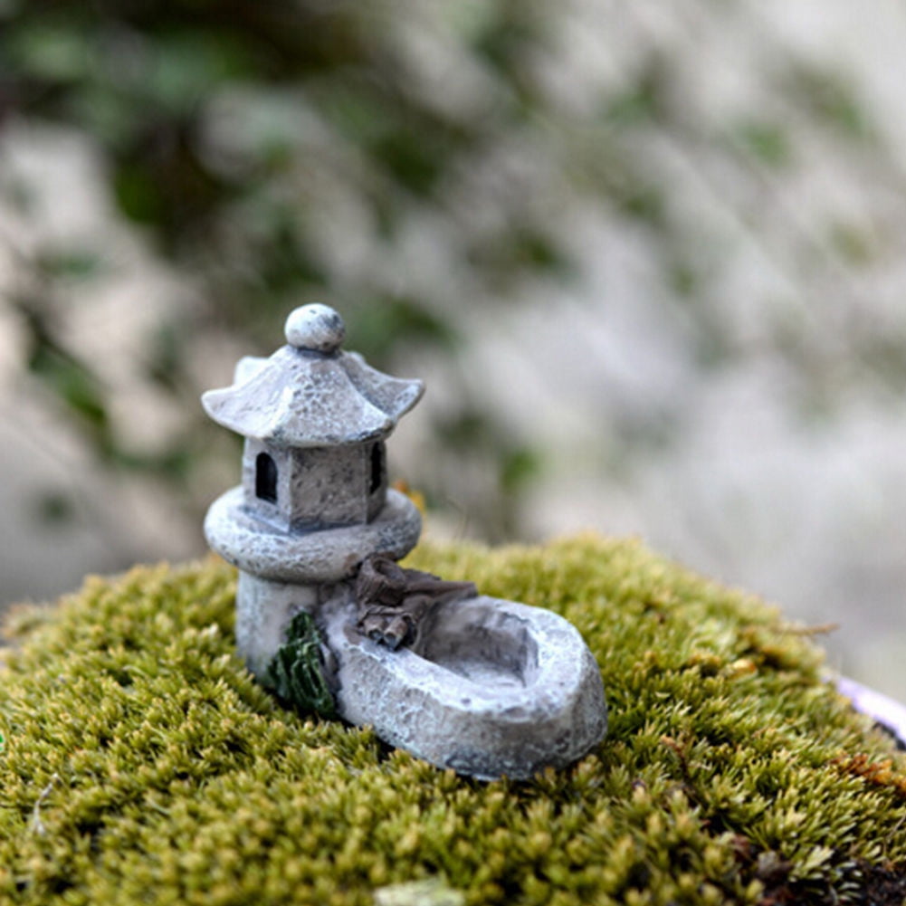 Mini Retro Pond Tower Craft Fairy Garden Decor Figurines Toys Micro Landscape JA