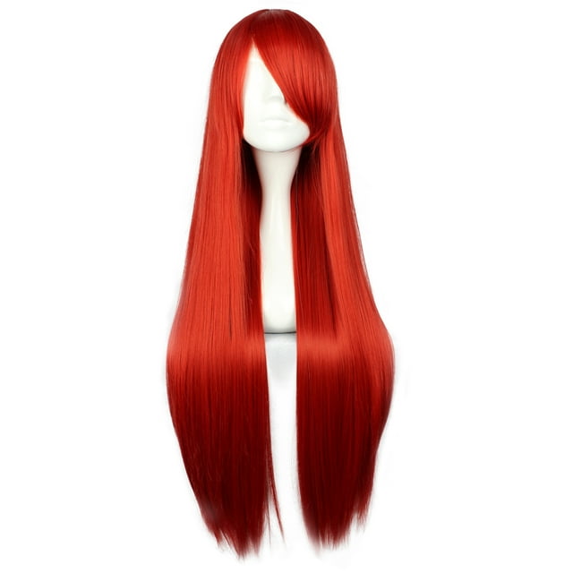 Humano Cabello Pelucas para Mujeres 31" Rojo Pelucas con Peluca Gorra Largo Cabello