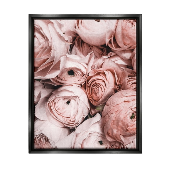 Stupell Industries Pink Muted Peonies Botanical & Floral Photography Black Floater Framed Canvas Art Print Wall Art, 17 x 21