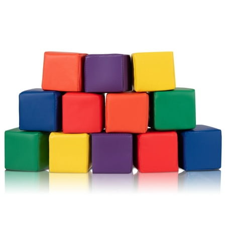 Preschool Foam Block Gymax 12-Piece 5.5'' Soft Foam Building Blocks Colorful Soft Play Set Gift For Toddlers ()