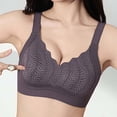 thumbnail image 2 of DDAPJ pyju Womens Seamless T-Shirt Bras Wireless Comfy Everyday Bra Scalloped V-Neck Lace Bralette Full Coverage Push Up Bras Purple M, 2 of 7