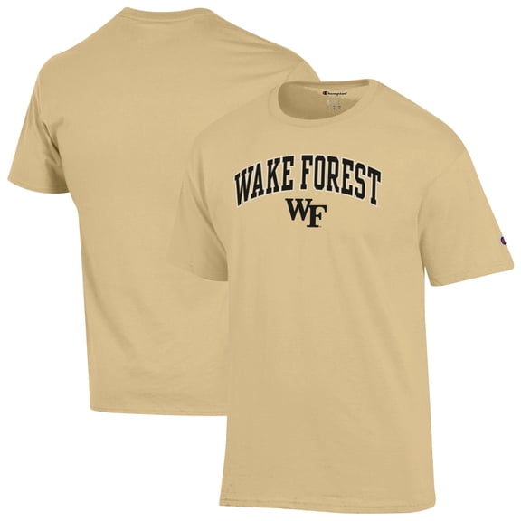 Men's-Champion Gold Wake Forest Demon Deacons Arch Over Logo T-Shirt