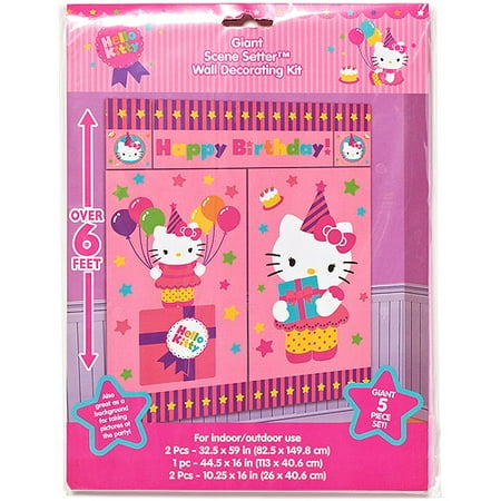  Hello  Kitty  Pink Birthday  Party  Wall Decorations  5pc 