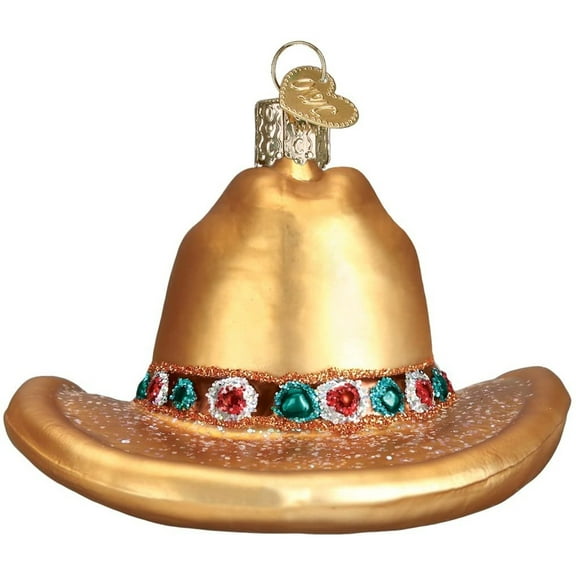 Old World Christmas Glass Blown Ornament, Cowboy Hat (With OWC Gift Box)