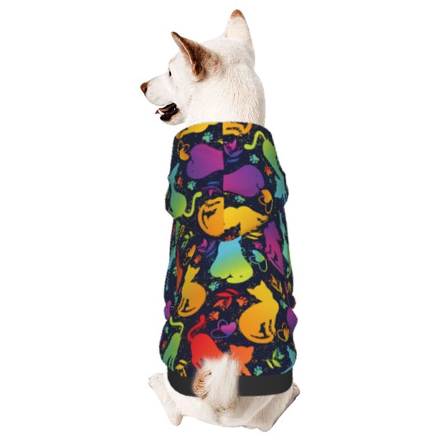 Balery Colorful Cats Sudadera con Capucha para Perros Pequeños – Ropa para Mascotas, Disfraz para Perros y Gatos, Ideal para Fiestas y Cosplay-Large