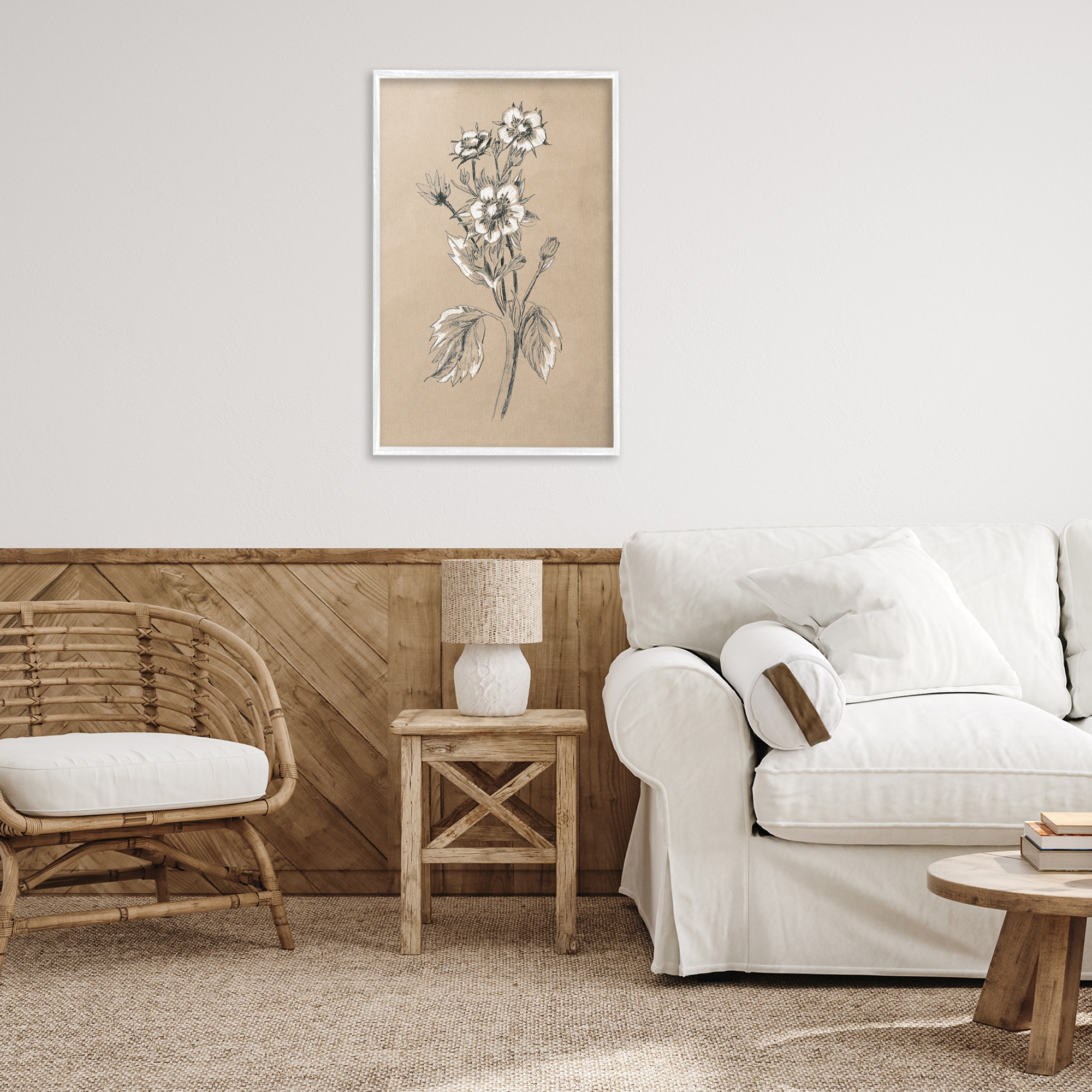 Stupell Industries Apple Blossom Drawing Botanical & Floral Drawing White Framed Art Print Wall Art, 20 x 30