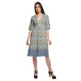 thumbnail image 1 of Moomaya Robe en Coton Imprimée pour Femme Longueur Midi Manches Courtes Tenue d'Été Vêtements, 1 of 4